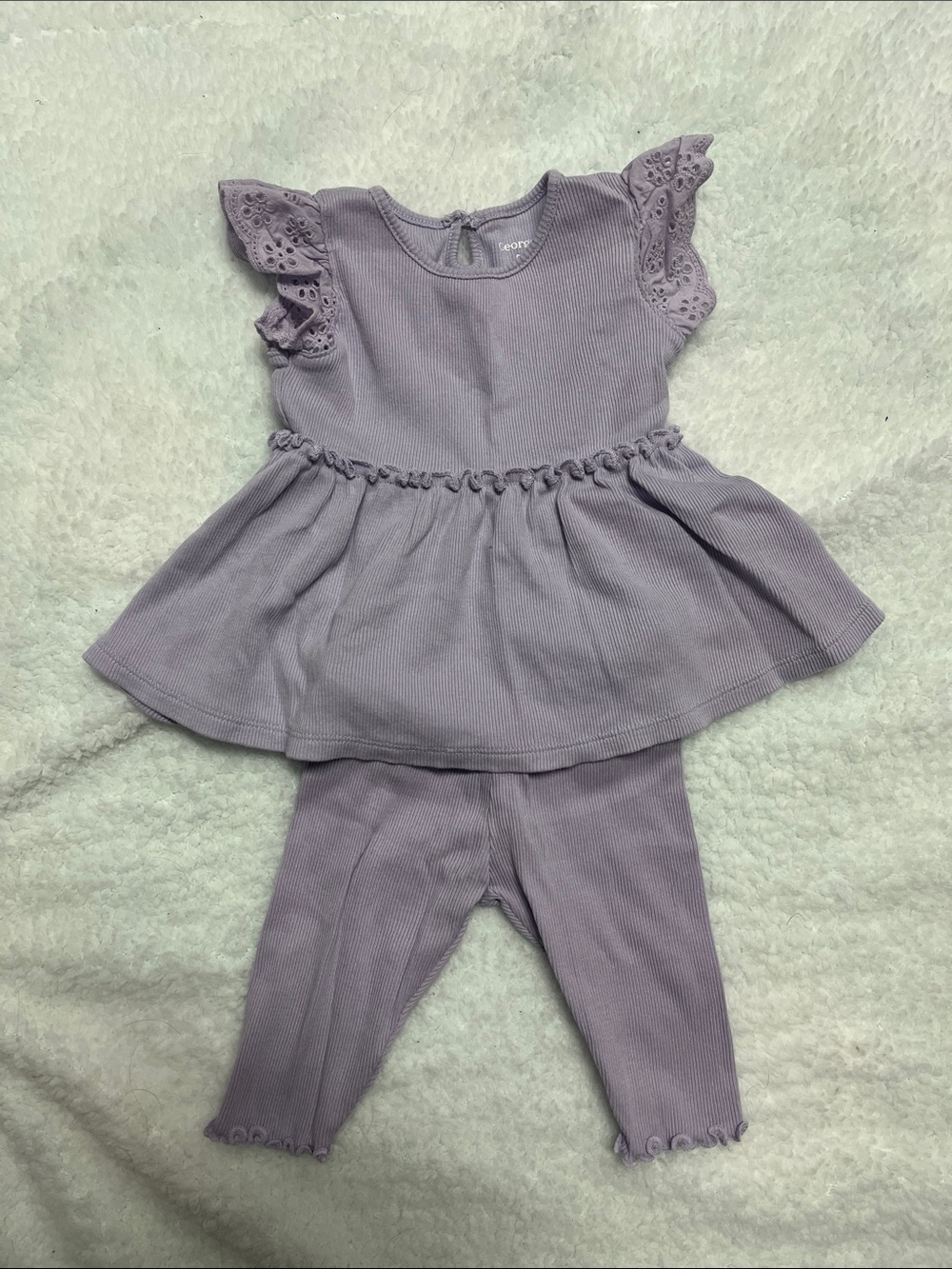 4/25$ Lilac Ribbed Peplum Top & Leggings Set
